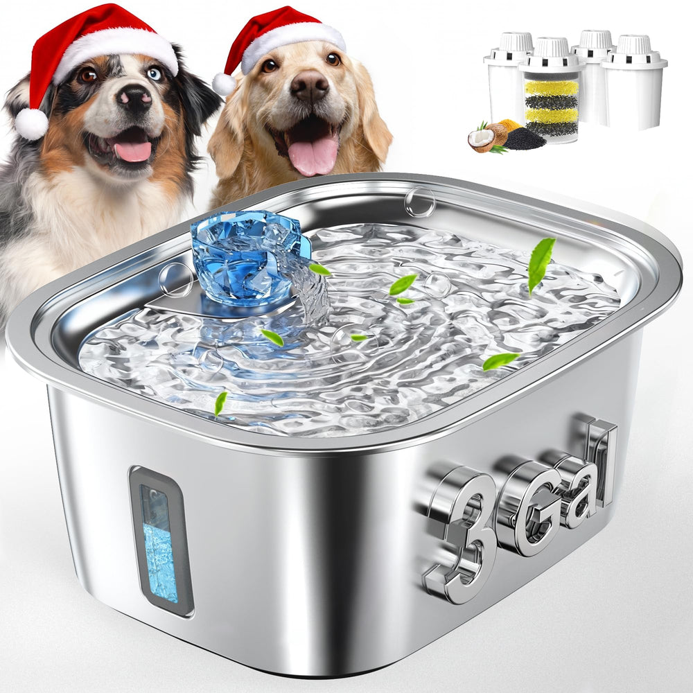 PETNF dog water fountain visible water level window for easy refills and hydration tracking.
