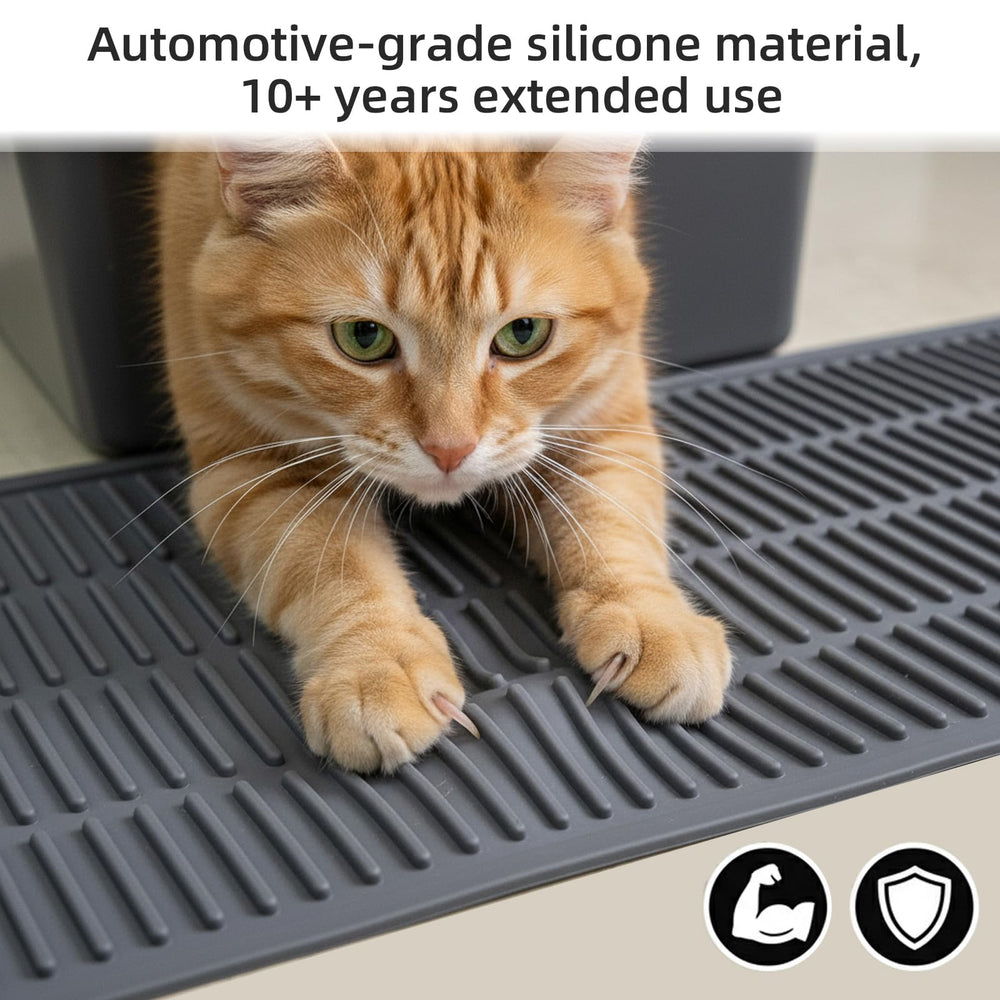 PetNova durable litter mat lasts 10+ years with raised edges for spill protection.
