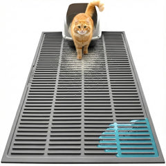 PetNova silicone cat litter mat with deep grooves for superior litter trapping and easy cleaning.