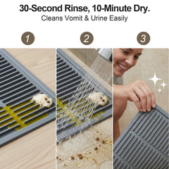 PetNova waterproof silicone mat dries quickly and resists odors after spills.