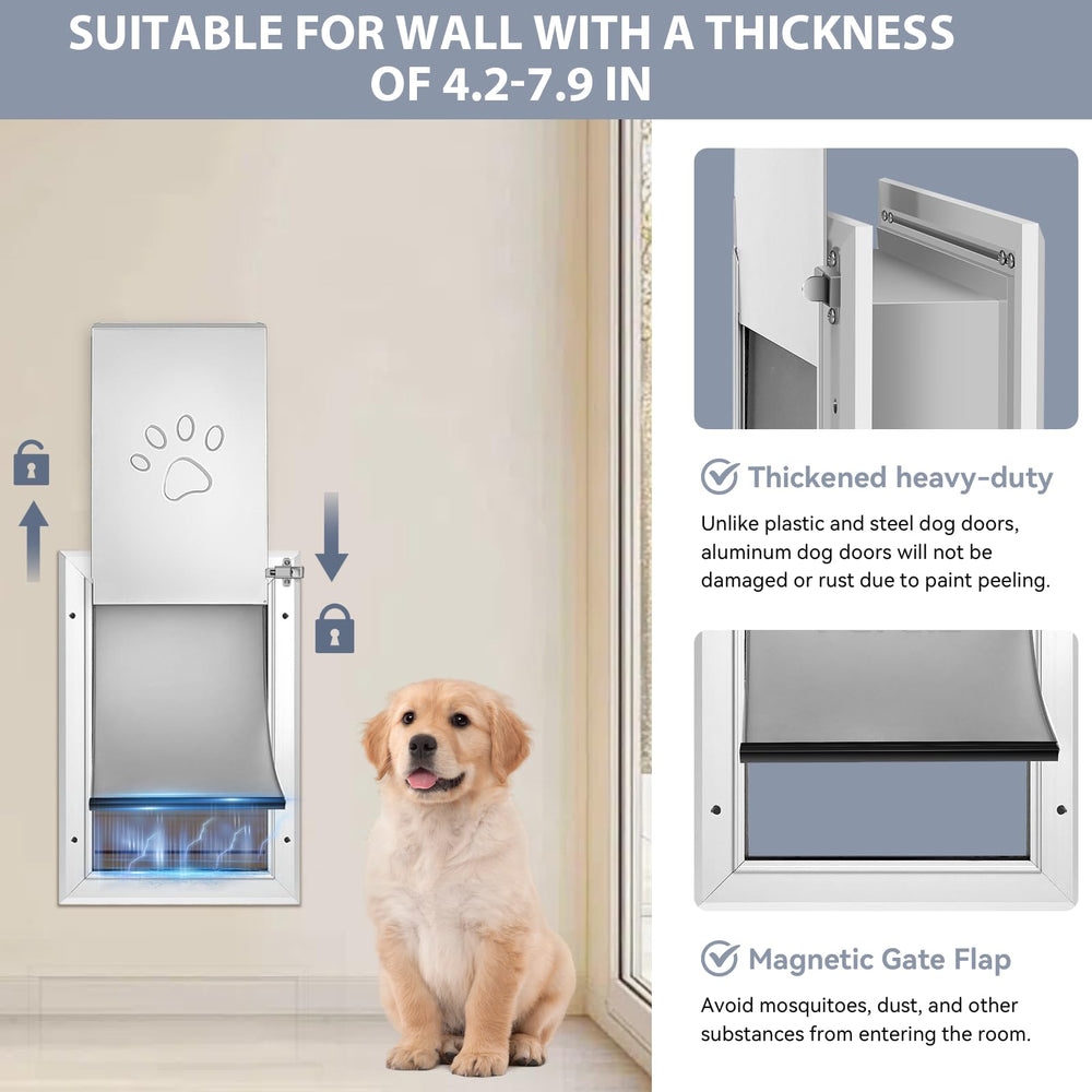 Petoasis dog door with pup entering illustrates easy, carefree access for daily potty breaks.