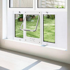 Petoasis full-size window pet door installed for easy pet access and home comfort.