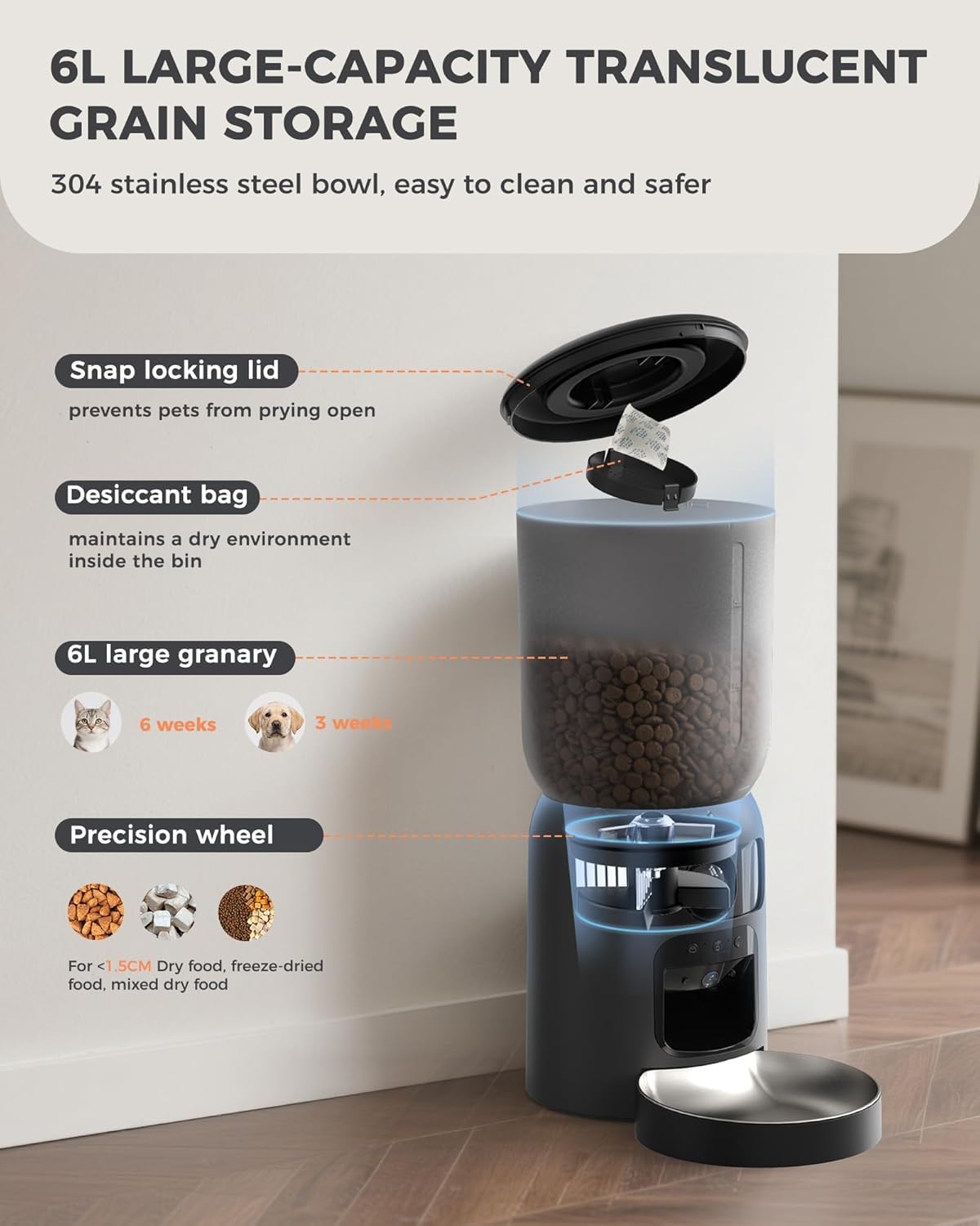 PETOCAT AI Automatic Feeder dual cameras capture pet activity from multiple angles