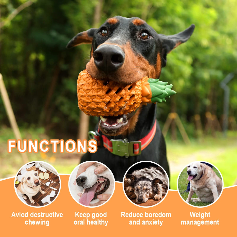 PETOPIA Pineapple Dog Chew Toy stuffed with snacks for interactive feeding.