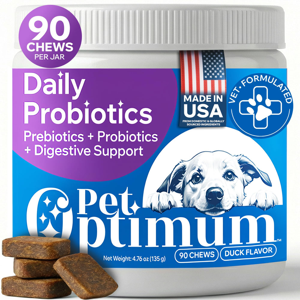 PETOPTIMUM duck-flavored-probiotic-chews showing tasty daily treats that may support gut health
