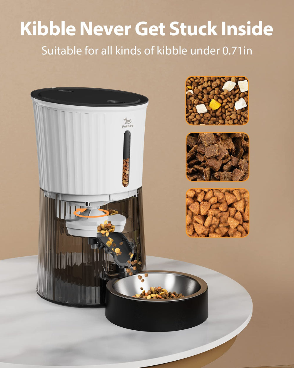 Petory automatic cat feeder features airtight storage to prevent extra servings when moved.