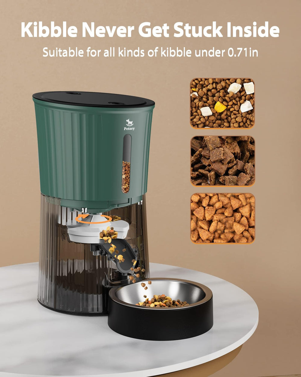Petory Timed Automatic Feeder bowl showcases easy-clean design for daily meals.