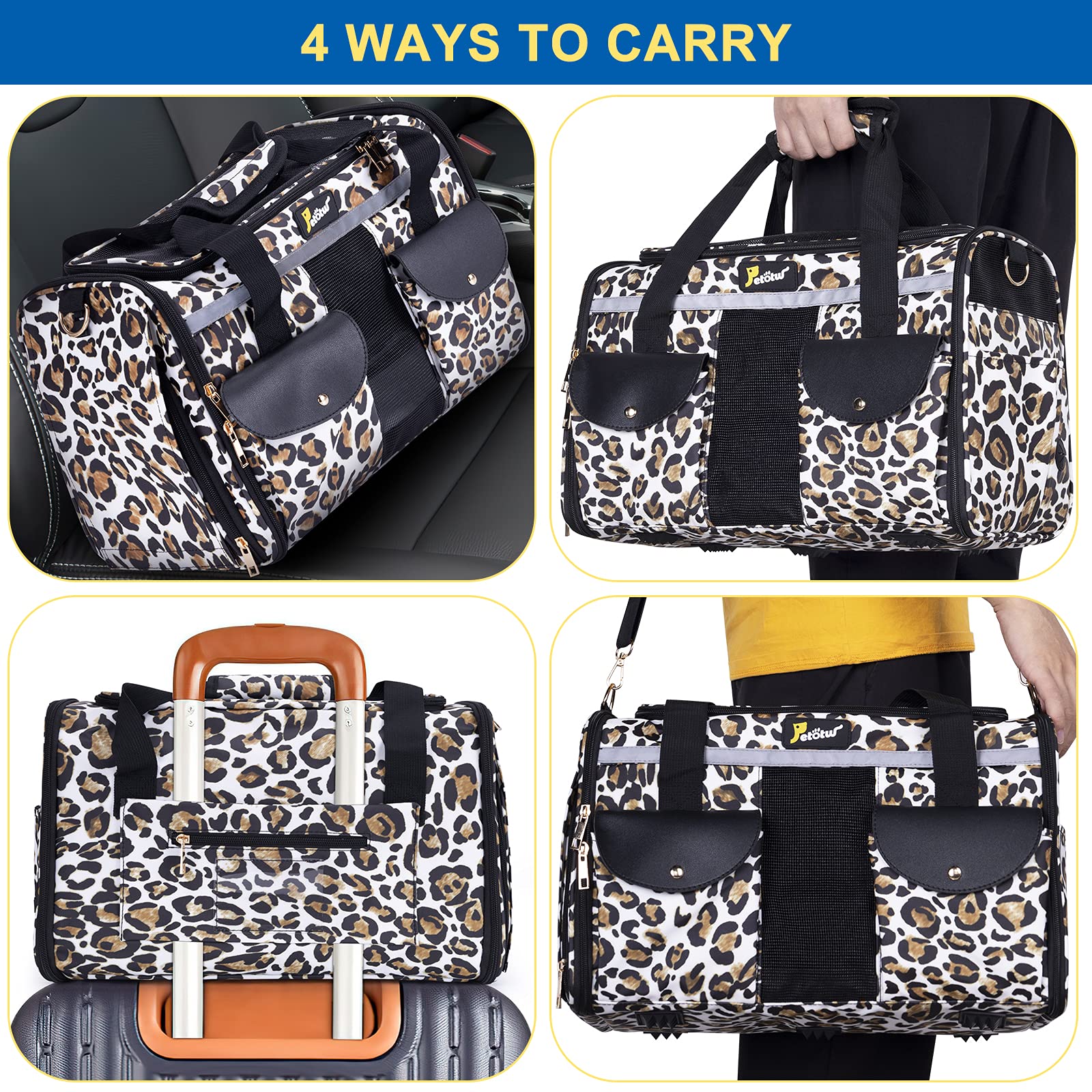 Petotw leopard carrier folded compact for storage