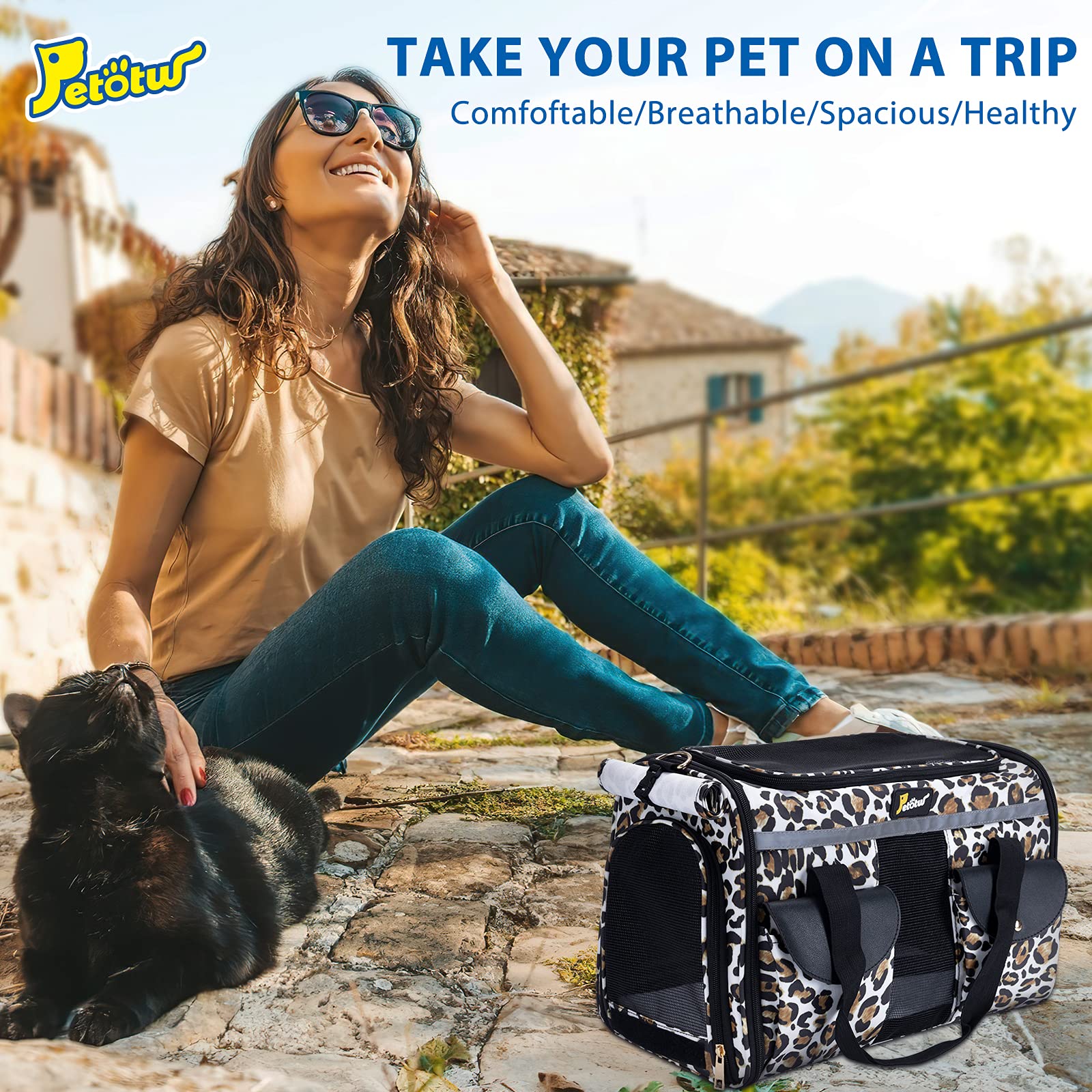 Petotw leopard carrier back pocket opening for essentials