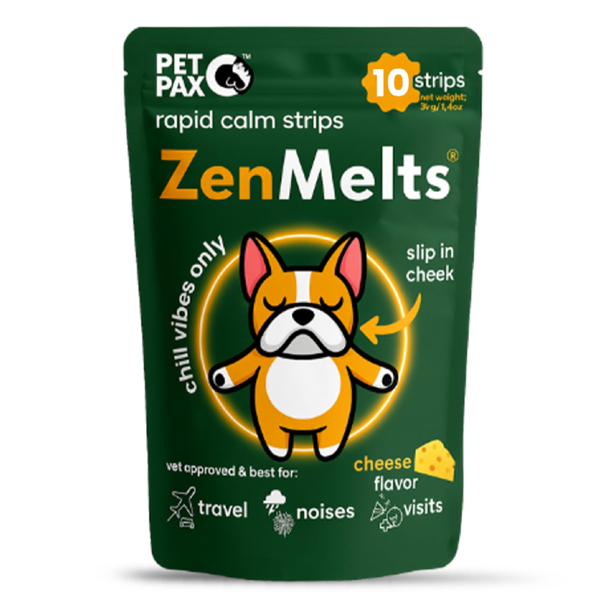 PetPax Co Calming Strips packaging ready to help dogs feel calmer during trips and events.