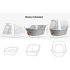 Petphabet Jumbo hooded litter box gray interior emphasizes roomy easy-scoop space
