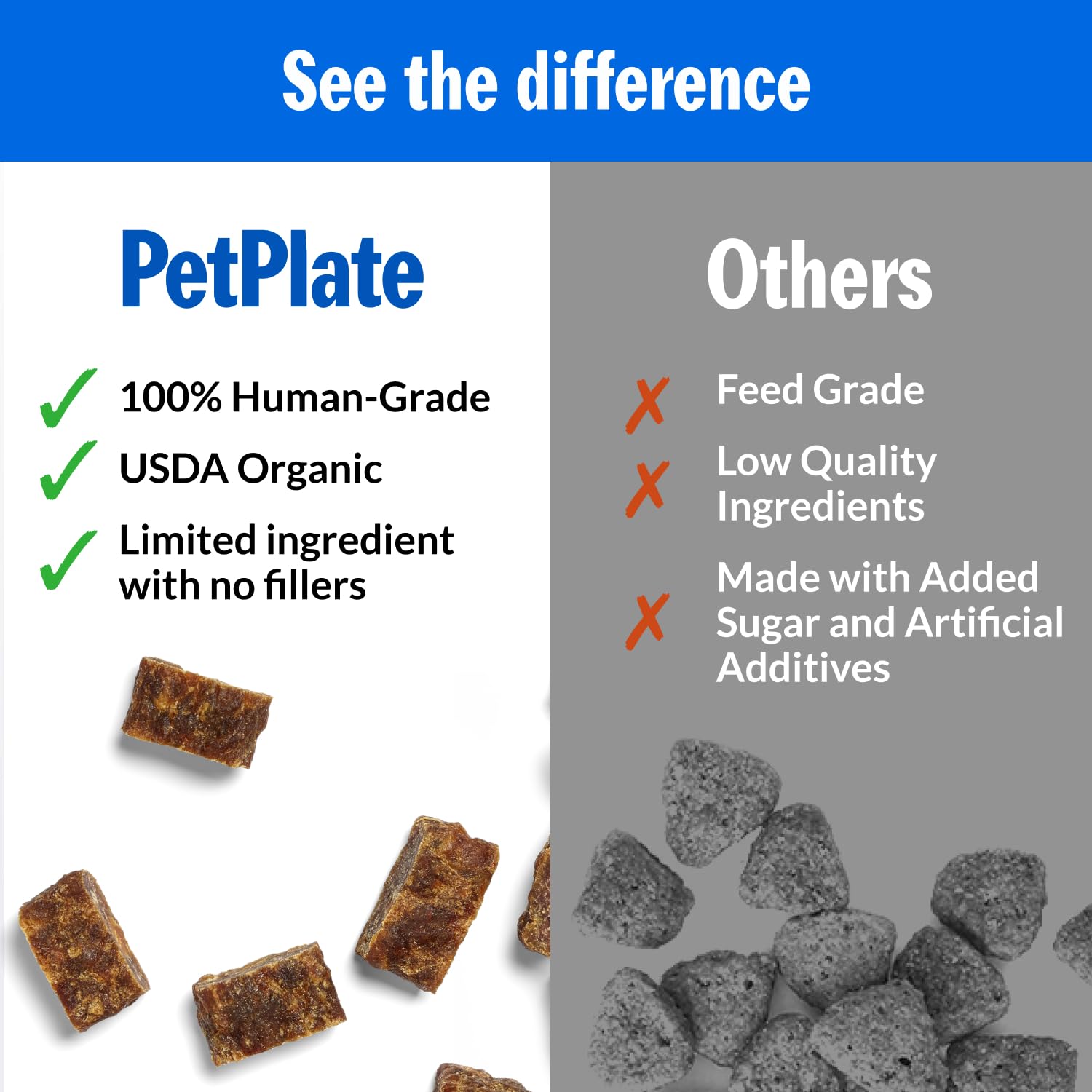 PetPlate all-life-stages bites suit small or large dogs with easy-to-break portions.