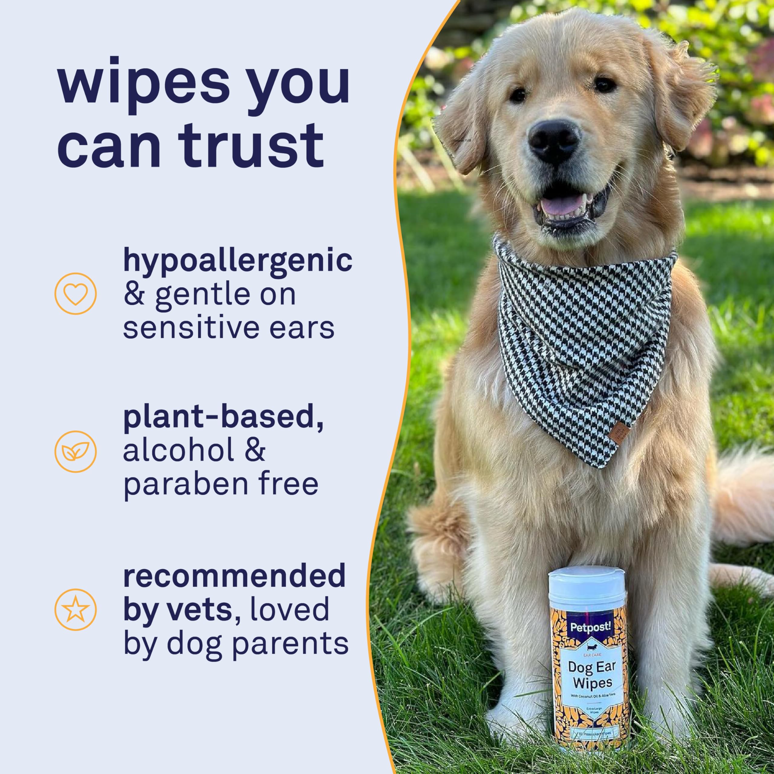 Petpost 60-count pack displayed for convenient daily ear care sessions.