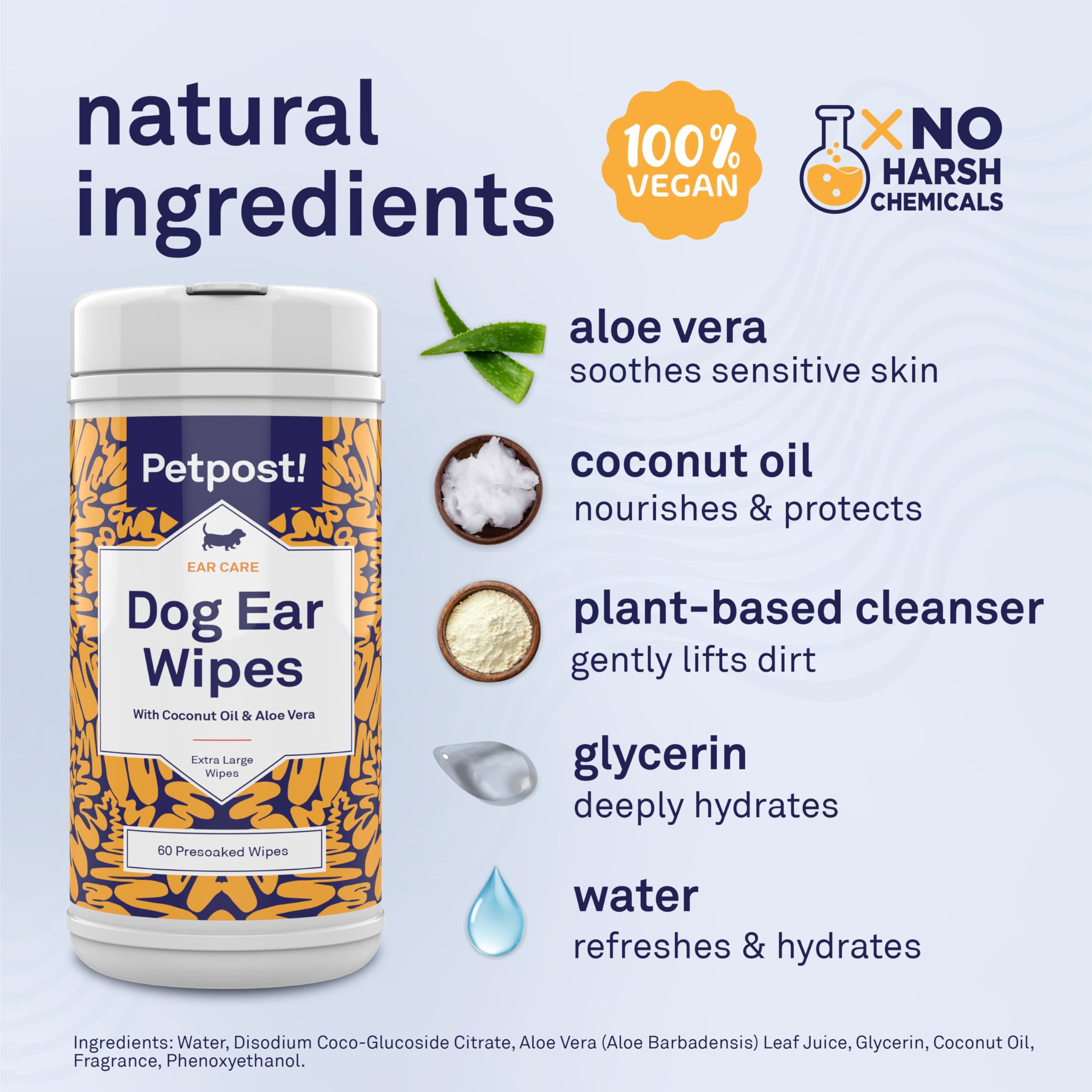 Petpost coconut oil aloe solution highlight for mild cleansing and skin comfort.