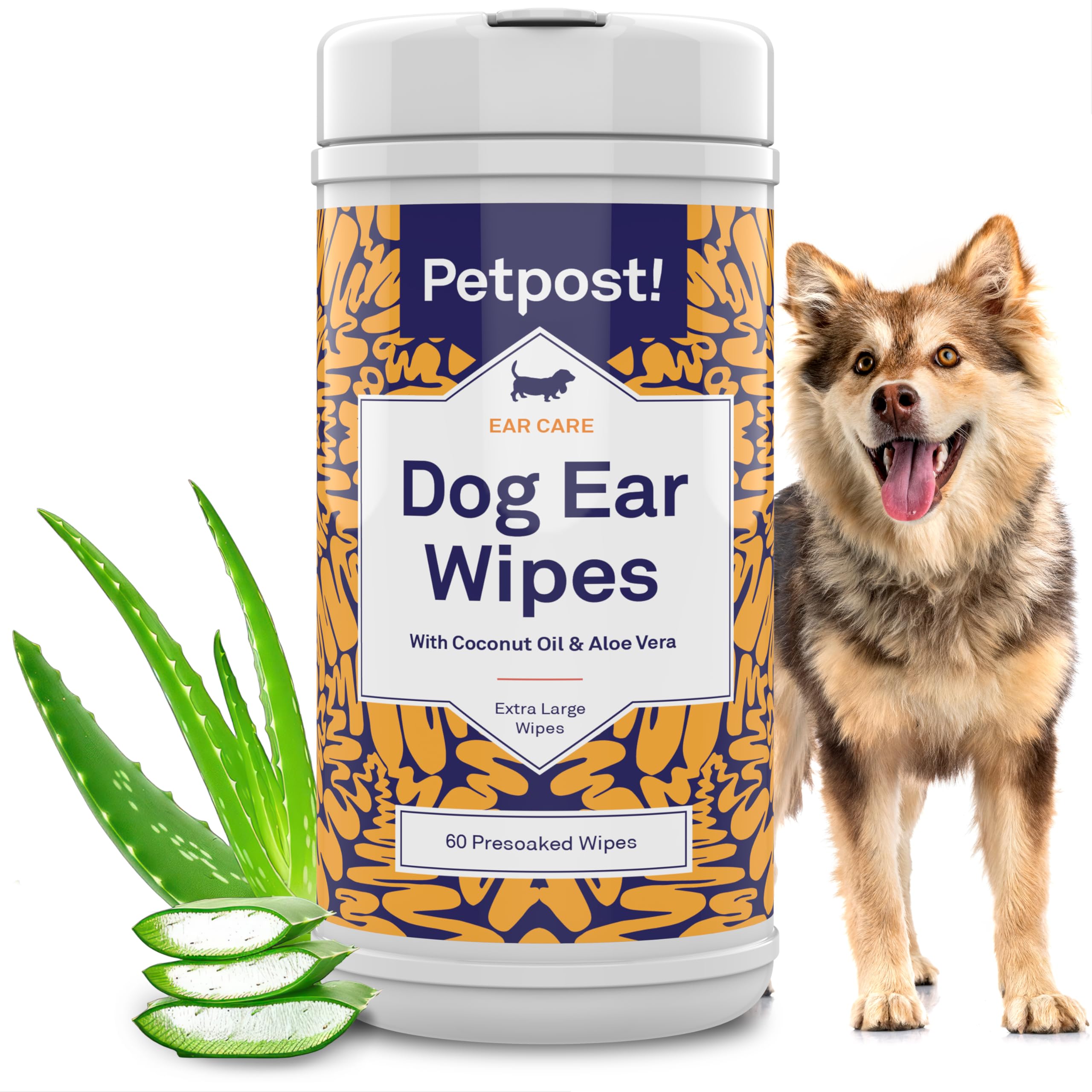 Petpost Large Dog Ear Cleaner Wipes pack open for quick, gentle ear cleaning.