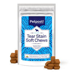 Petpost Tear Stain Remover Soft Chews in chicken flavor support eye care