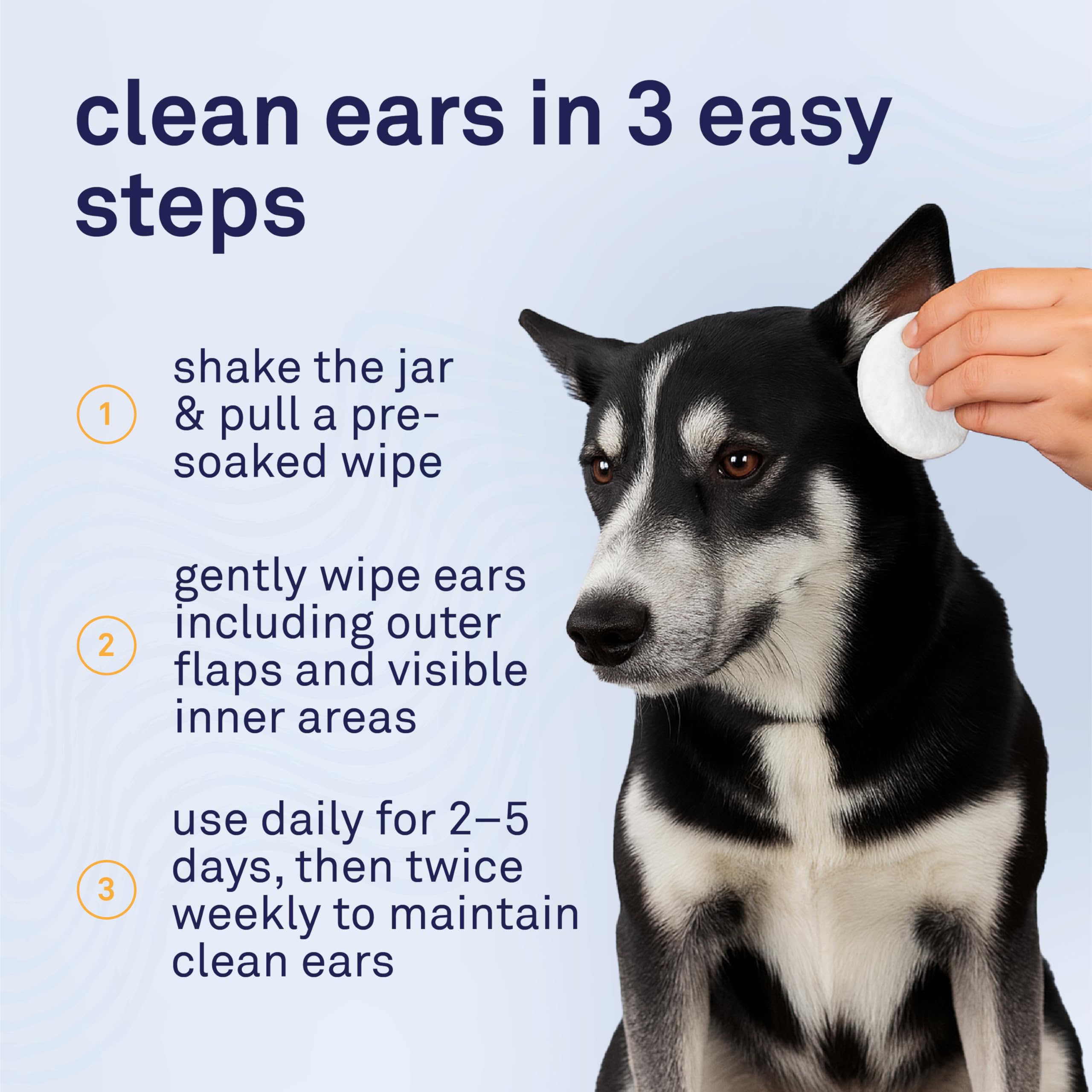 Petpost Wipes demonstrating ready to use solution on dog ear