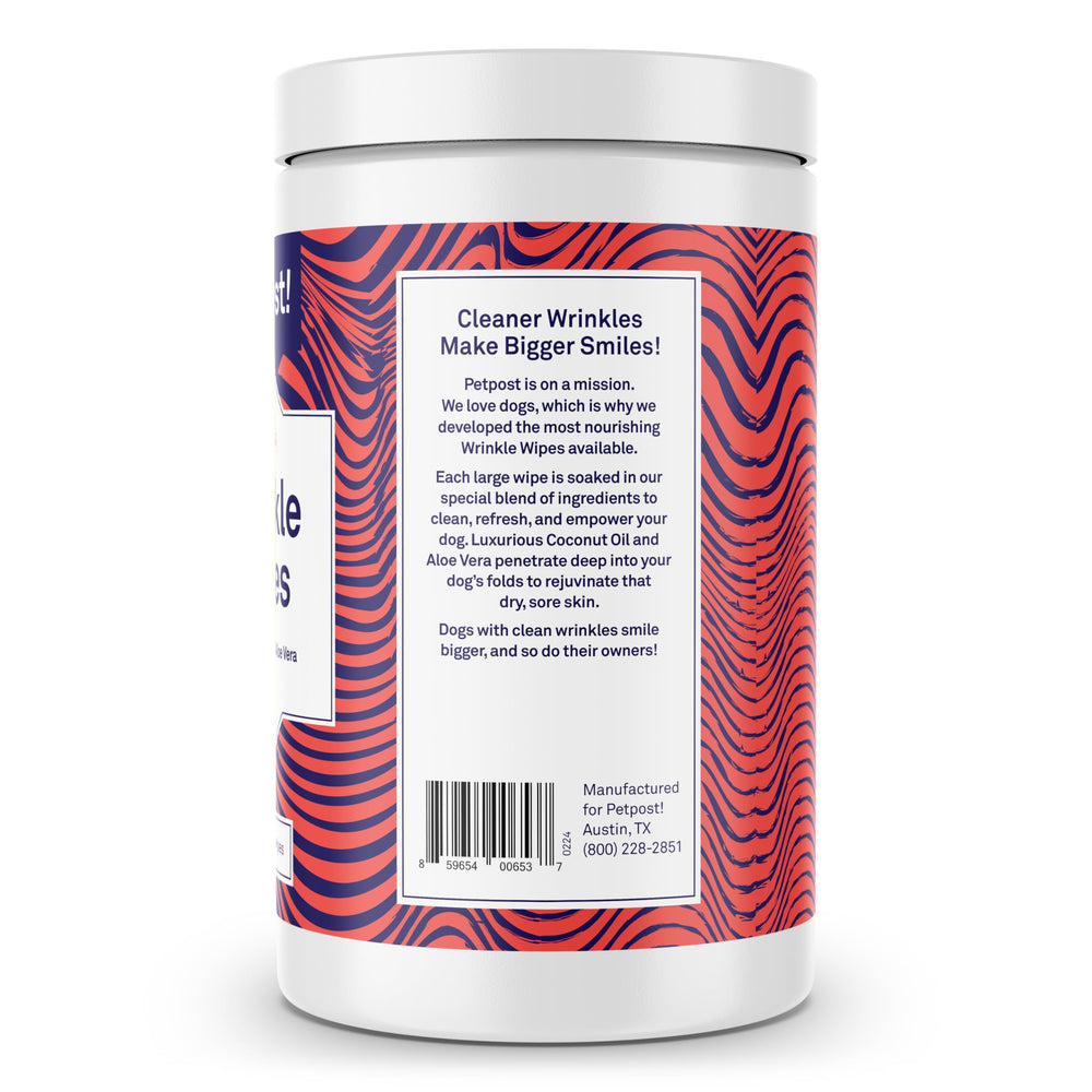 Petpost wrinkle wipes counted 60 per tub for long-lasting use