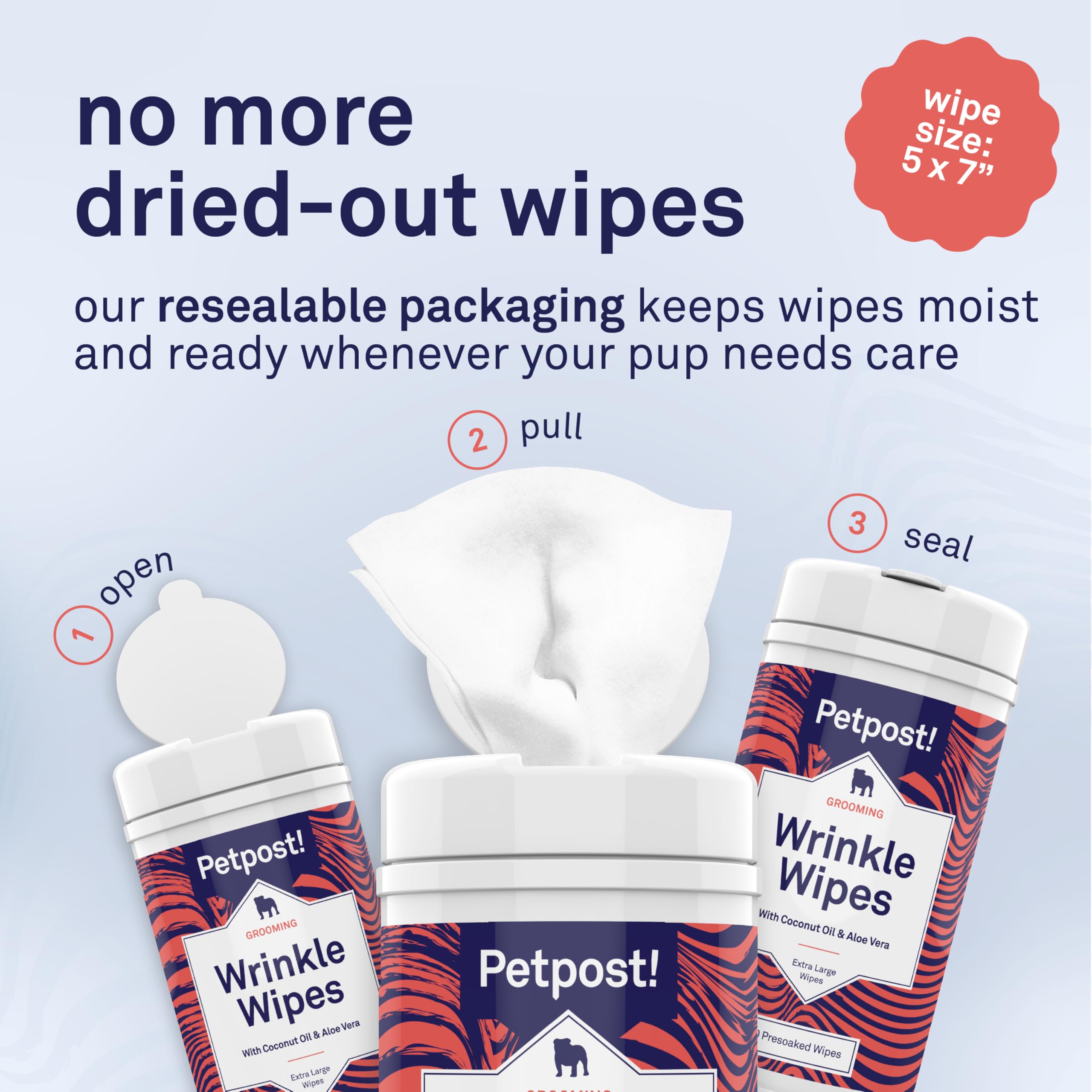 Petpost wrinkle wipes on a wrinkled dog muzzle demonstrating targeted cleaning