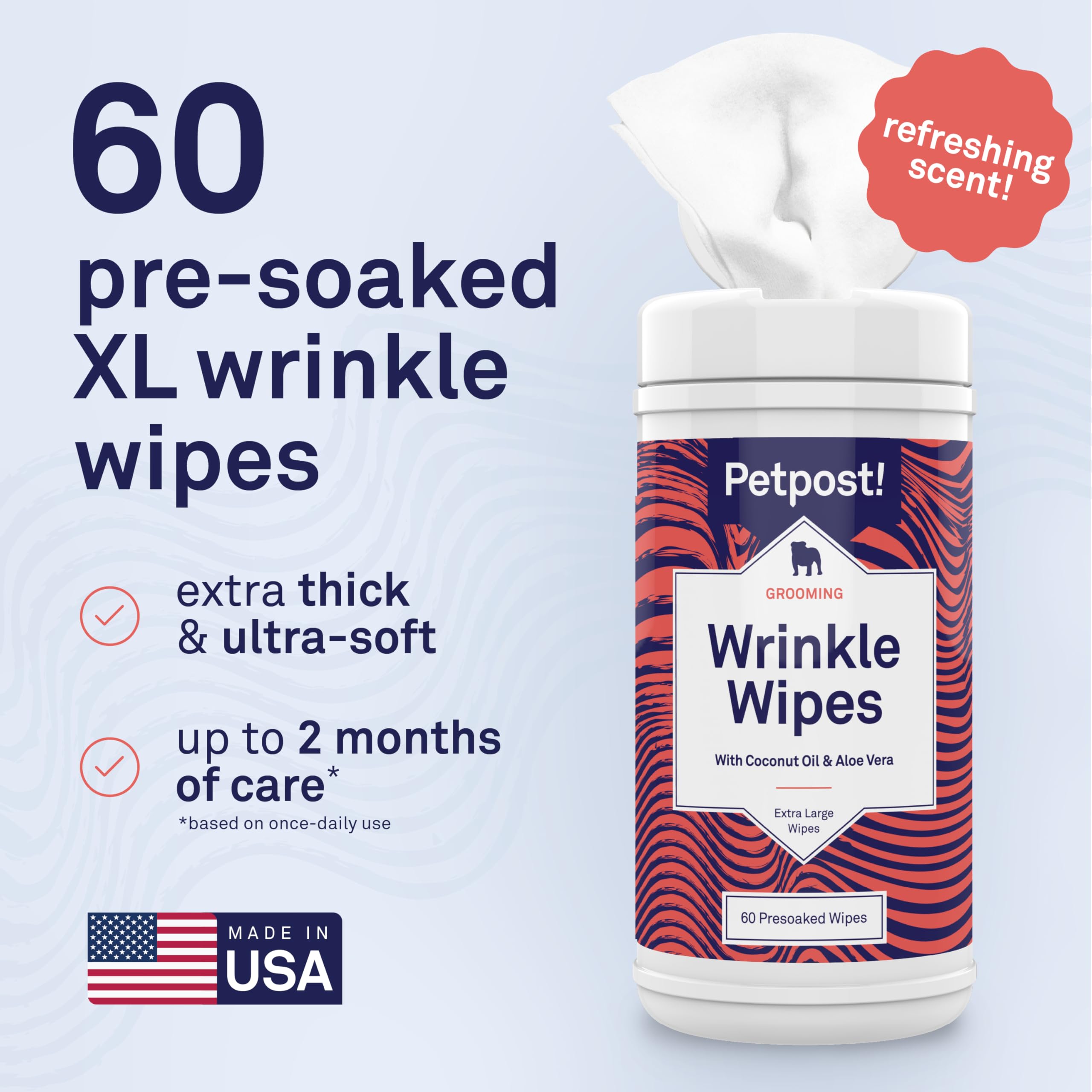 Petpost wrinkle wipes USA-made seal signals domestic craftsmanship