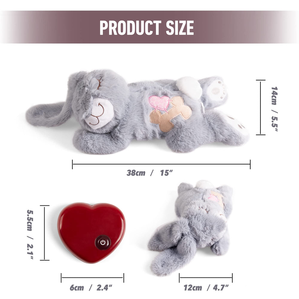 PetPrime warmer bag shown beside heartbeat toy for added warmth