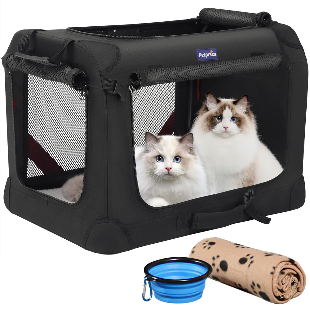Petprsco large cat carrier fully assembled for two-cat comfort.