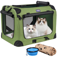 Petprsco large cat carrier front view with breathable mesh for airflow