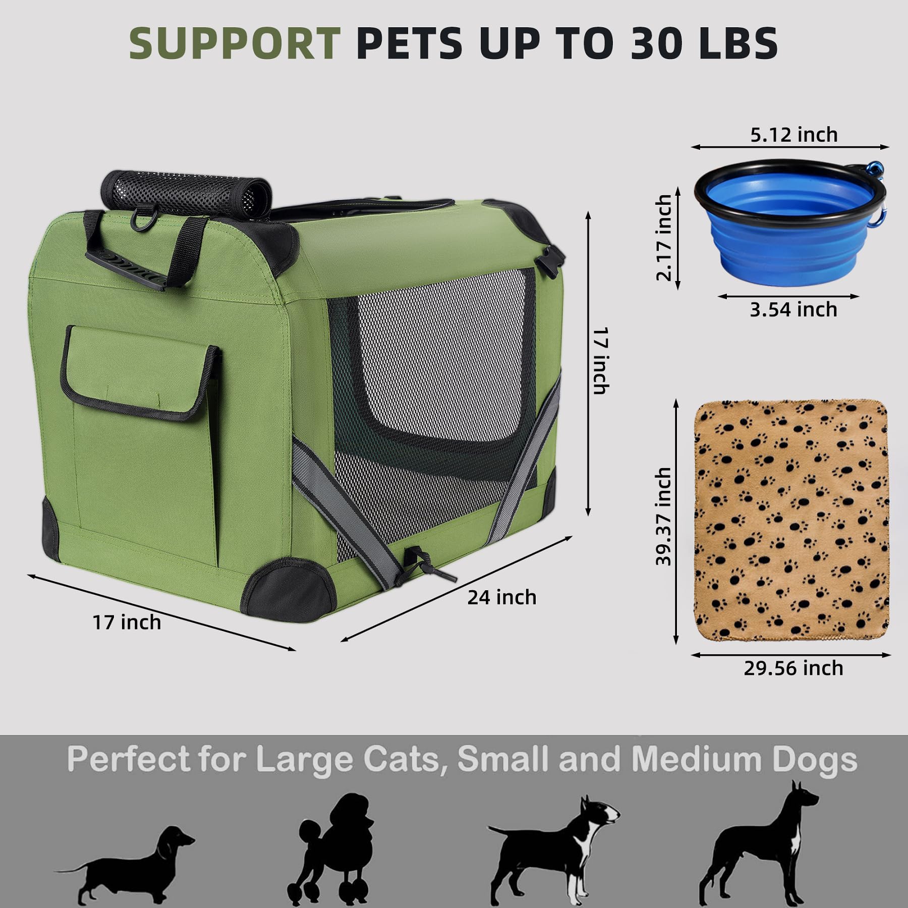 Petprsco large cat carrier includes warm blanket inside