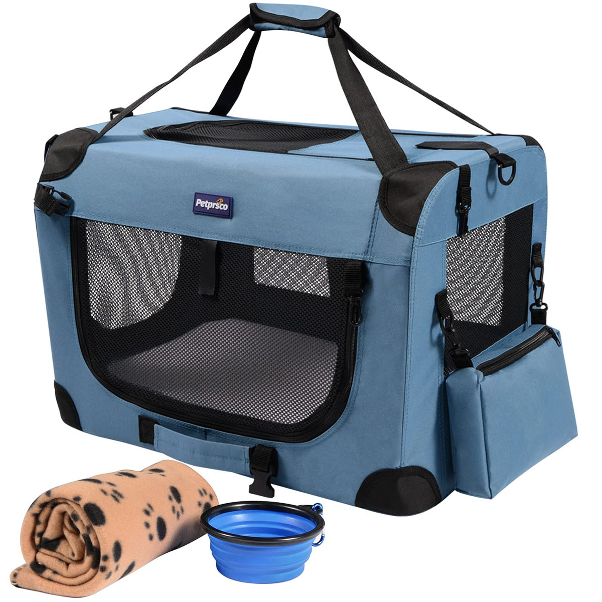 Petprsco portable collapsible dog crate setup shows easy assembly for on-the-go adventures