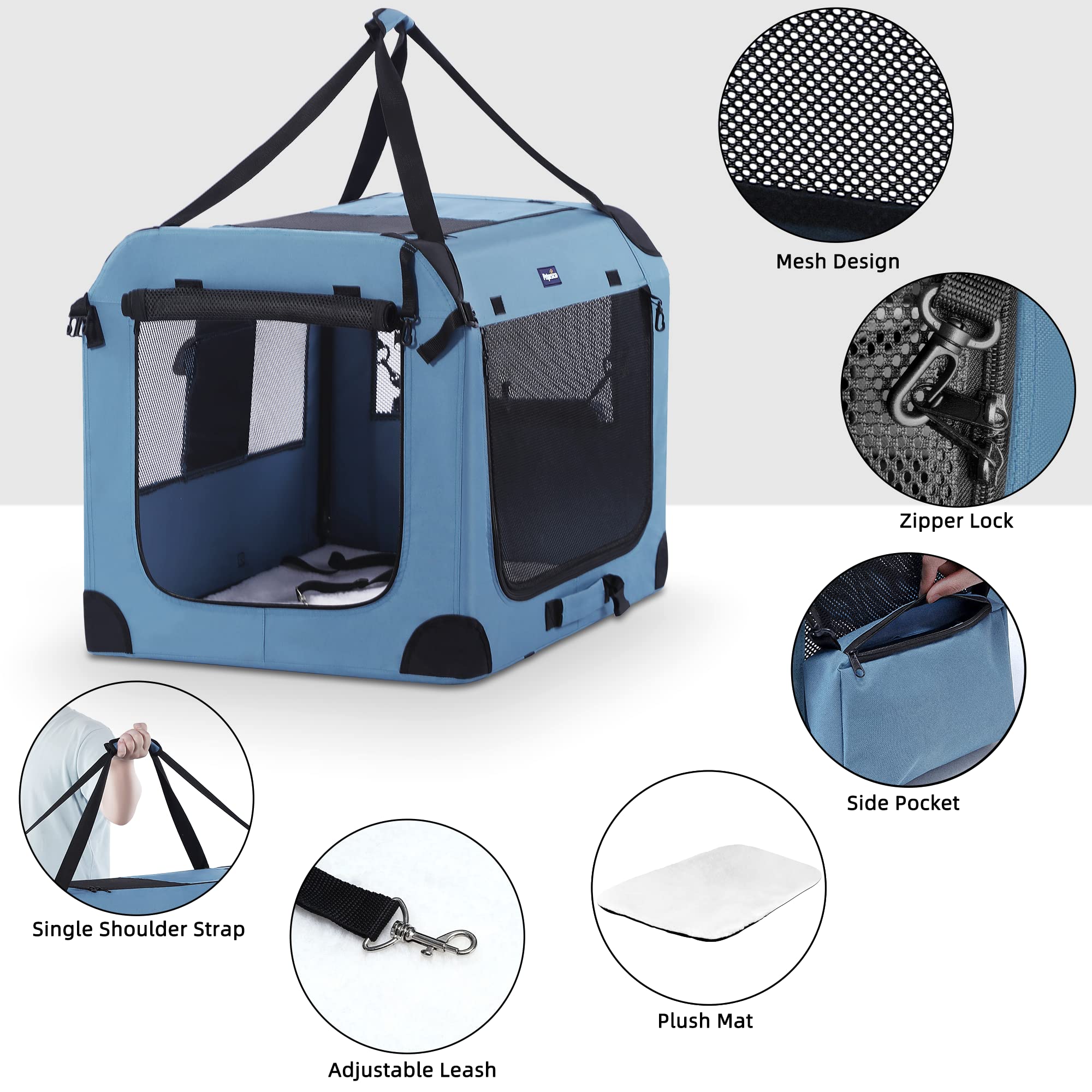 Petprsco portable dog crate doors open for easy entry