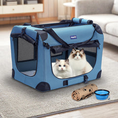 Petprsco travel dog crate closed demonstrates secure transport for car trips