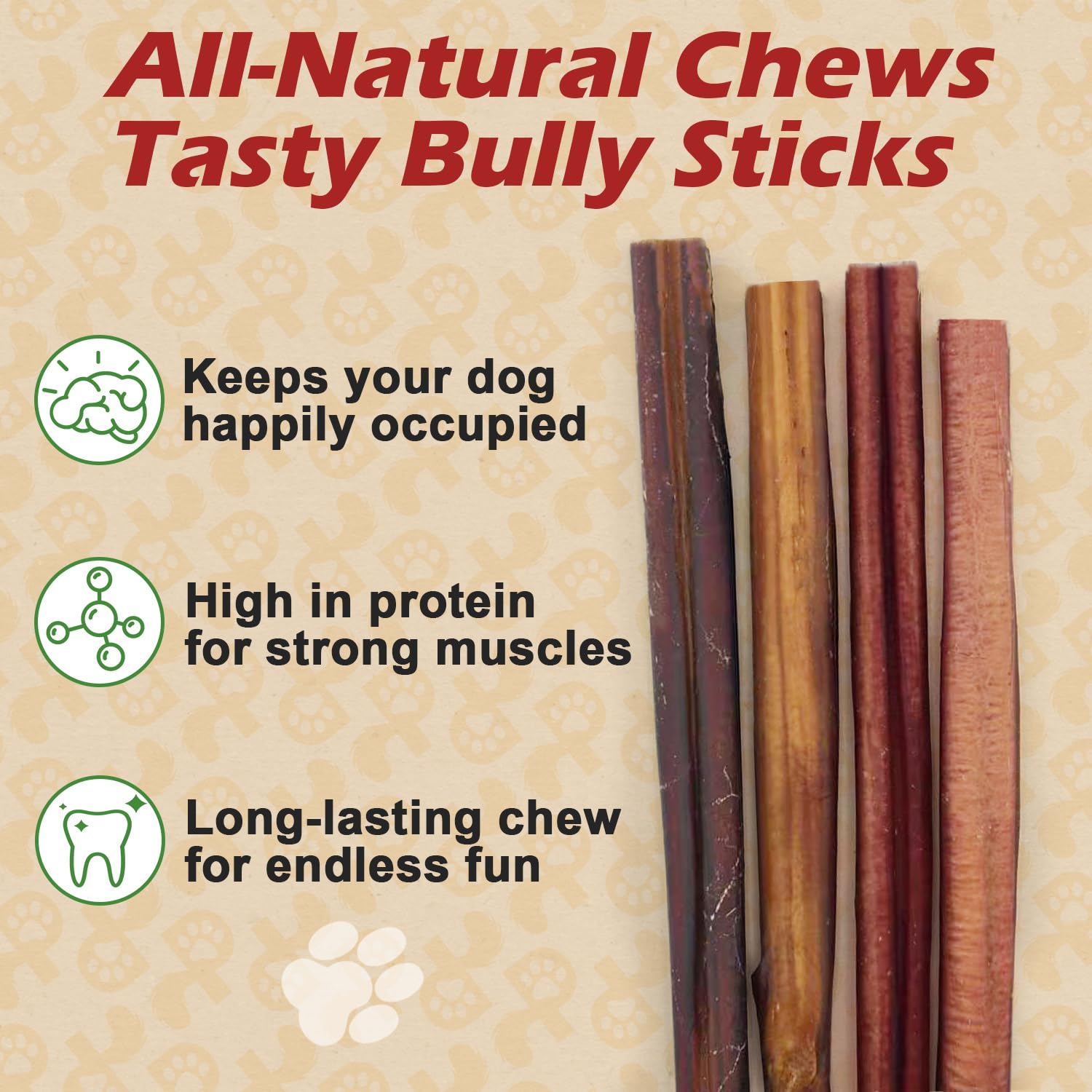 PETPURO grass-fed beef bully-stick close-up - savory chew for durable canine entertainment.