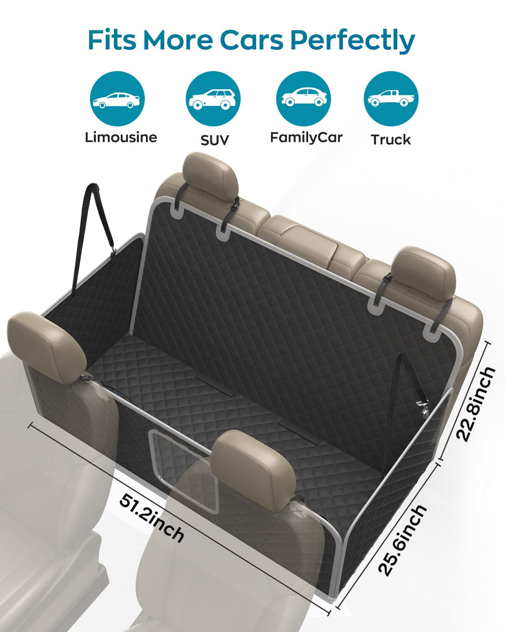 PetPurrio dog safety belt and bag included for safer travels and organization.