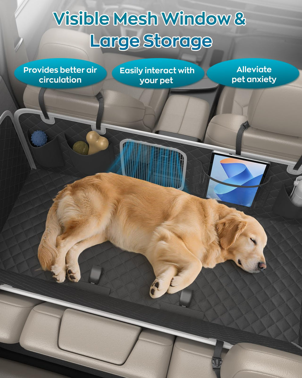 PetPurrio large storage pockets organize toys and treats for trips.