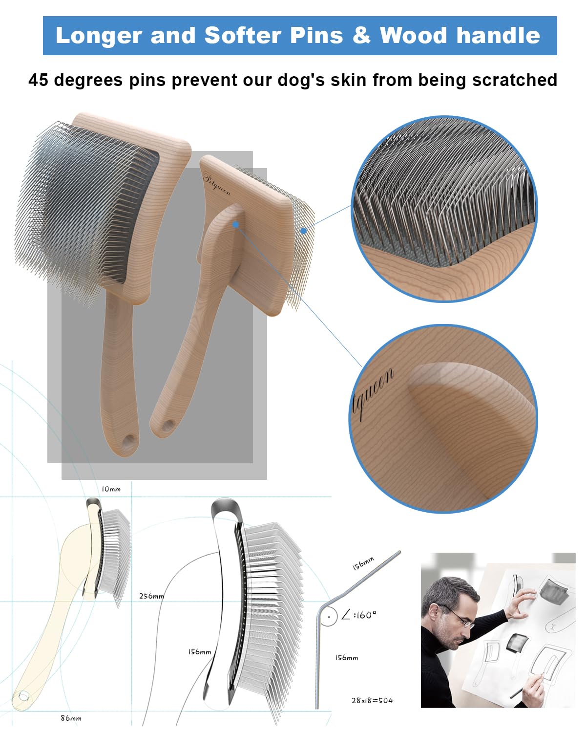 Petqueen slicker brush shown during a professional grooming session