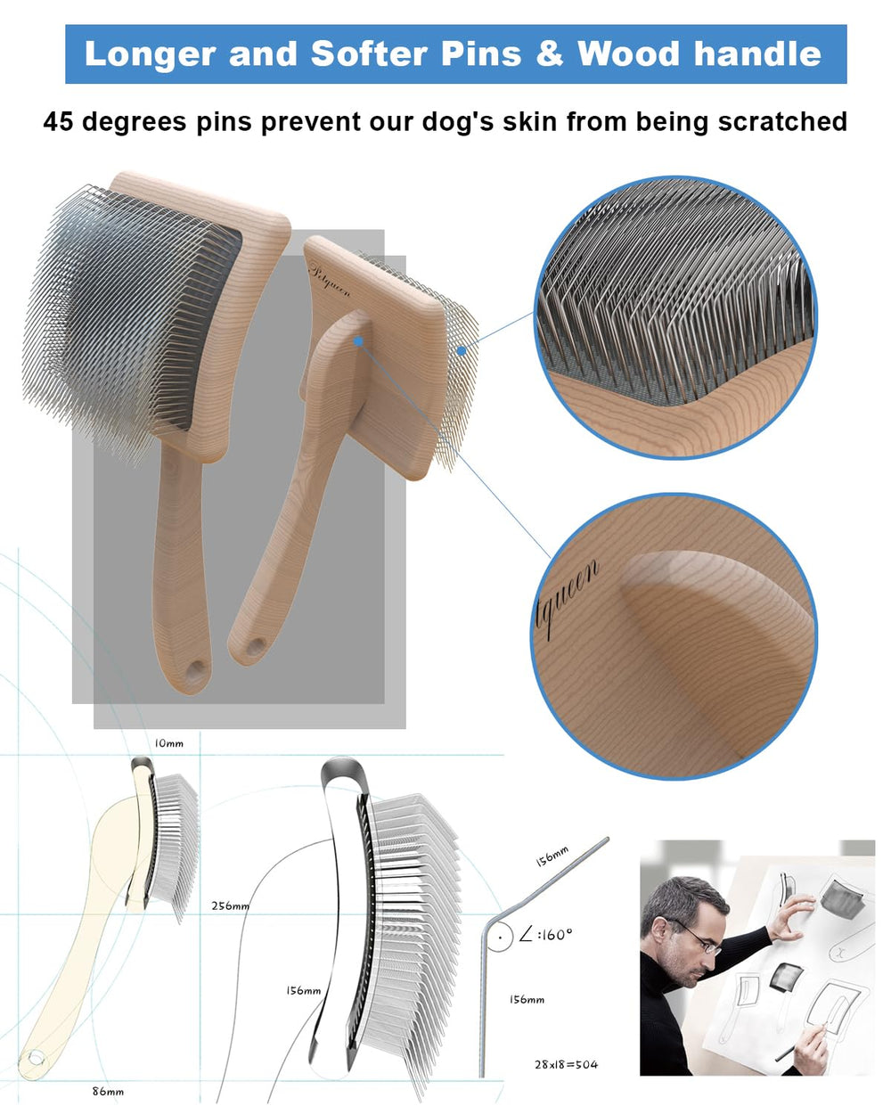 Petqueen slicker brush shown during a professional grooming session