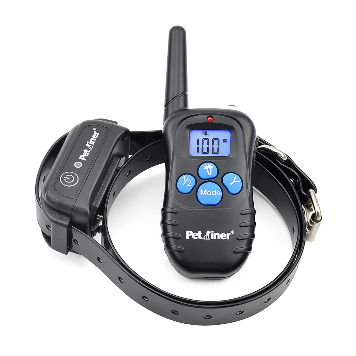 Petrainer waterproof receiver worn on a dog for all-weather training
