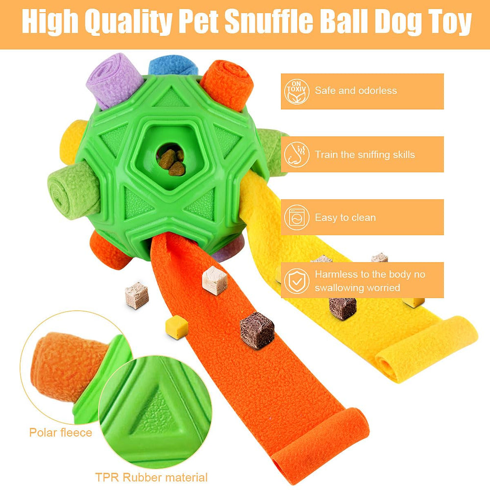 Petration dog snuffle ball cloth strips highlight hidden snack spots boosting sniffing.