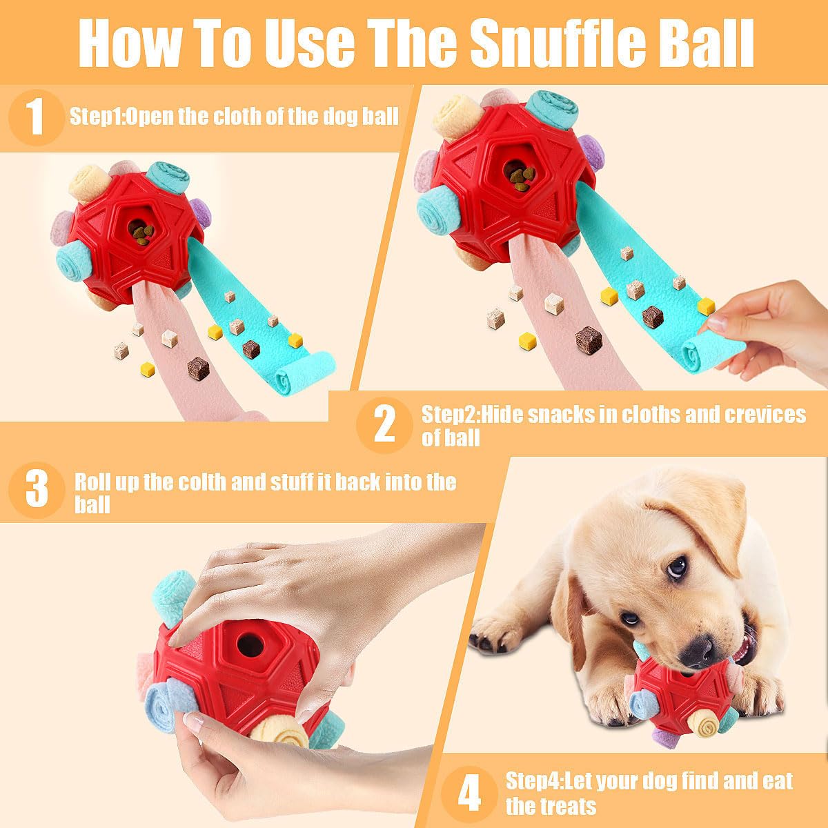 Petration Dog Snuffle Ball ready to hide snacks for slow feeding