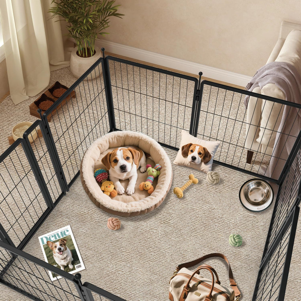 Petreek heavy-duty metal dog fence close-up highlights rust-resistant frame durability