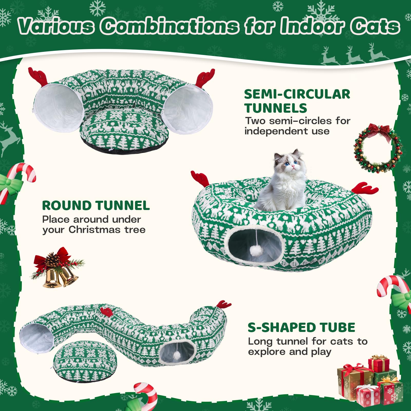 Petrendy Cat Tunnel with hanging ball for interactive pet entertainment.