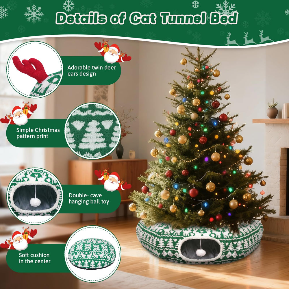 Petrendy Christmas Tree Cat Tunnel easy-assembly for quick setup and storage.
