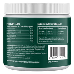 PetriMins ingredients list highlighting glucosamine and chondroitin for joint health