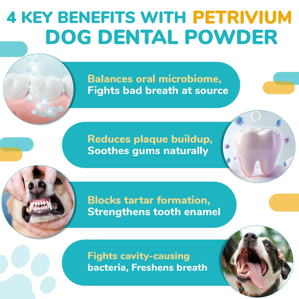 Petrivium dog breath freshness powered by probiotics and mint.