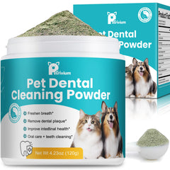 Petrivium dog teeth powder tub 120g for daily dental care and fresh breath.