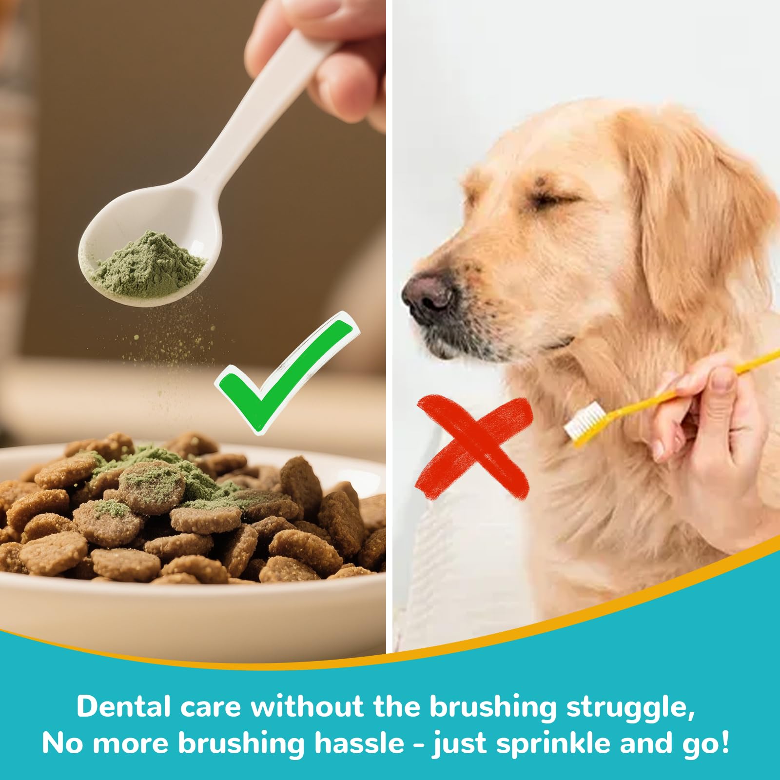 Petrivium gluten-free dairy-free formula for safe dog dental care.