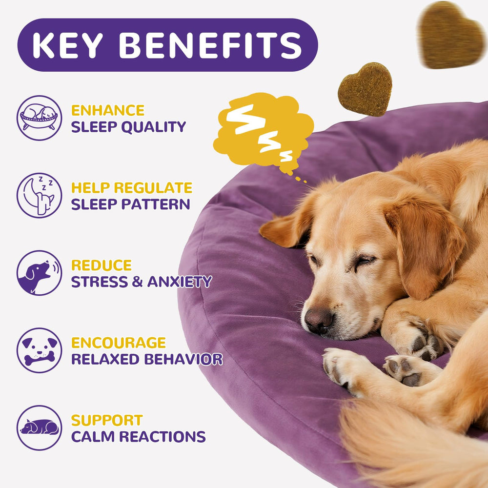 Petrivium Melatonin for Dogs chews close-up highlights tasty calming chews.