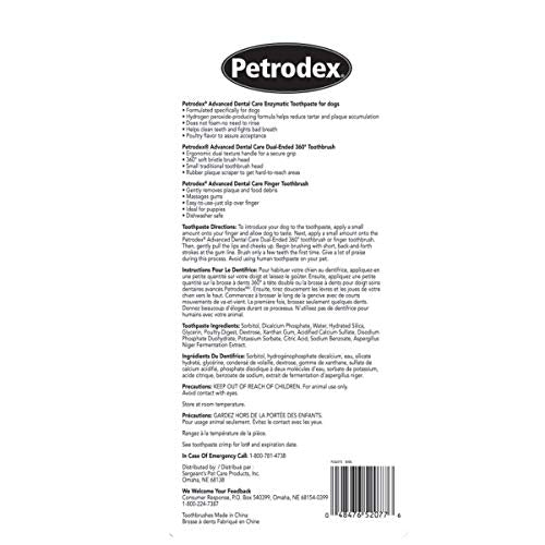 Petrodex dual-ended toothbrush shown for versatile cleaning on all tooth surfaces.