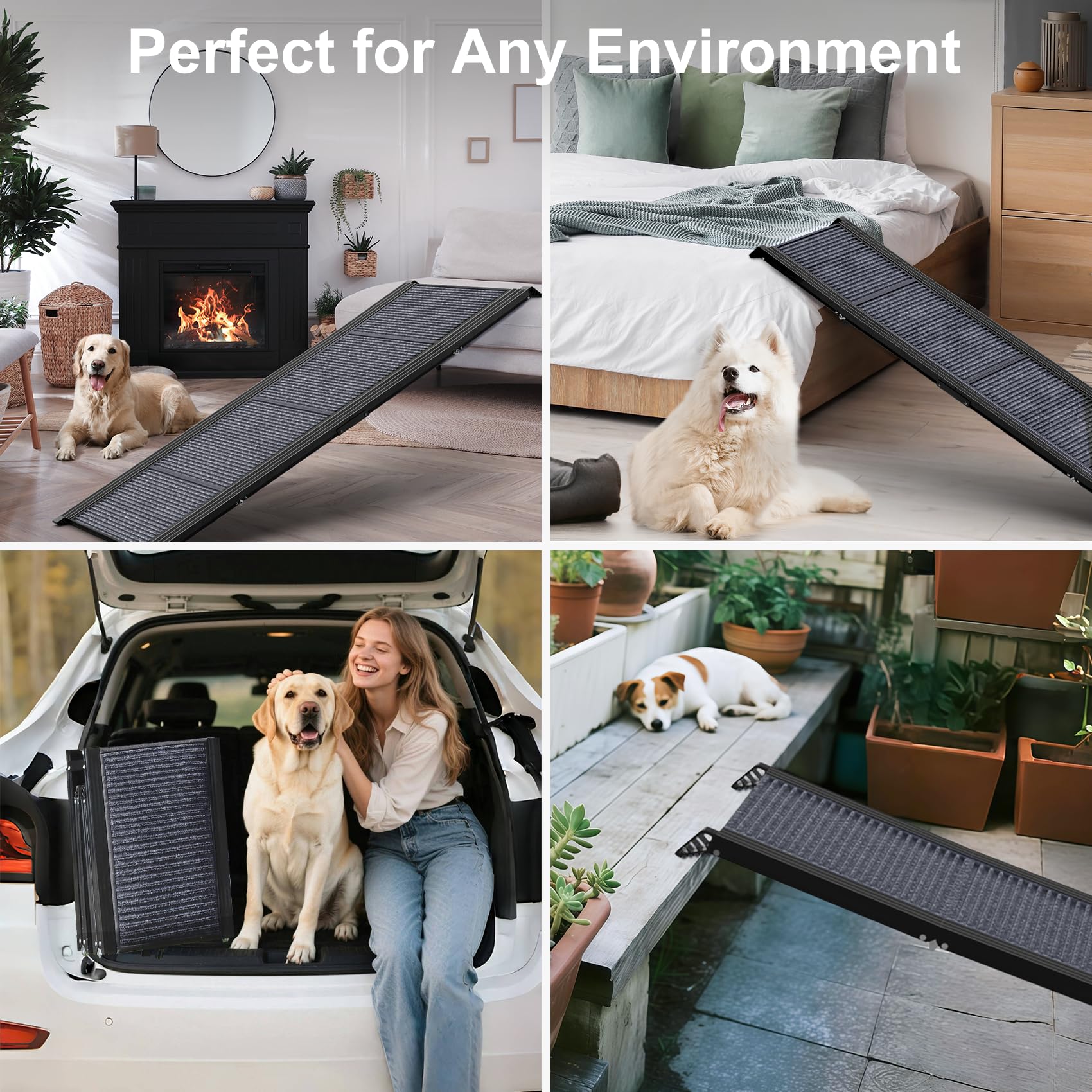PetRuna ramp supports up to 250 lbs, helping large dogs enter vehicles smoothly