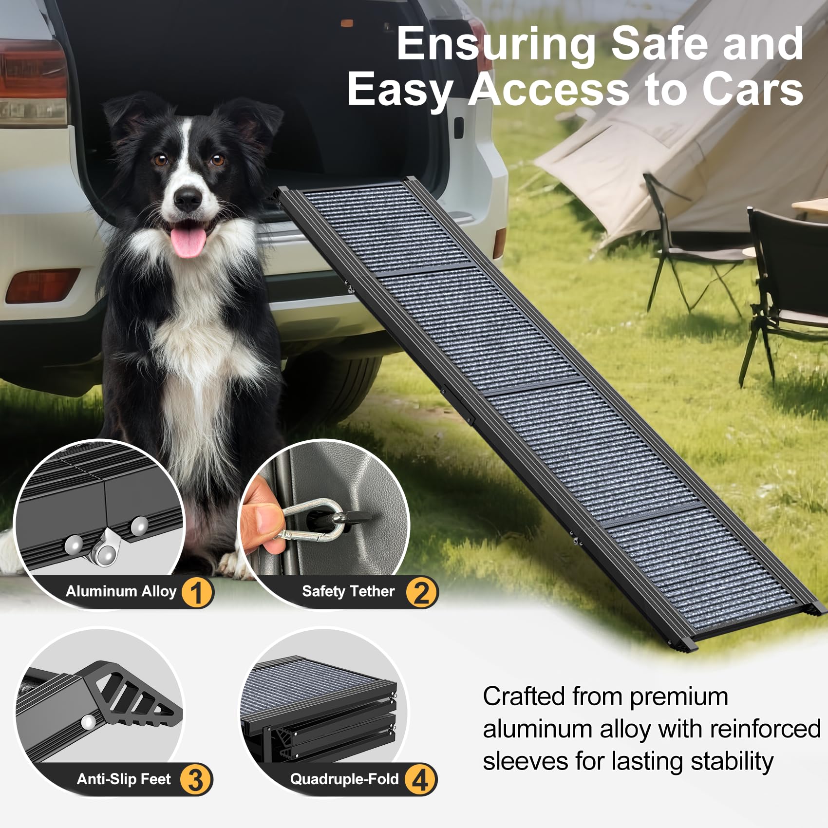 PetRuna folding dog ramp compact when folded fits in car and home